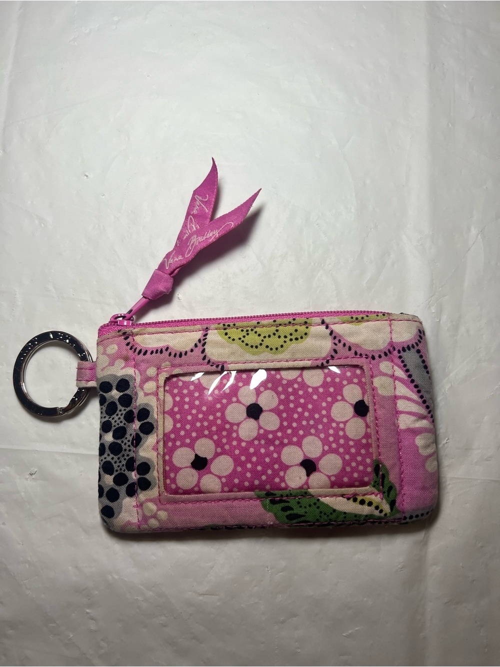 VERA BRADLEY Priscilla Pink Floral Zip ID Case